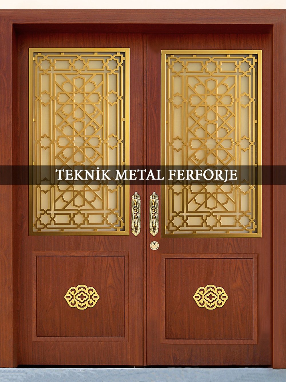 Altın Rengi Lazer Kesim Ahşap Kapı